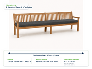 FOAMSUPA 4 Seater Water-Resistant Garden Bench Cushion — 170 × 52 cm