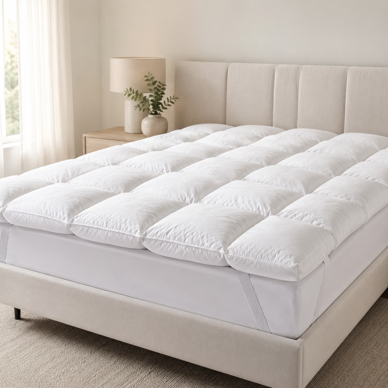 FOAMSUPA luxury 10cm quilted mattress topper fitted to a bed