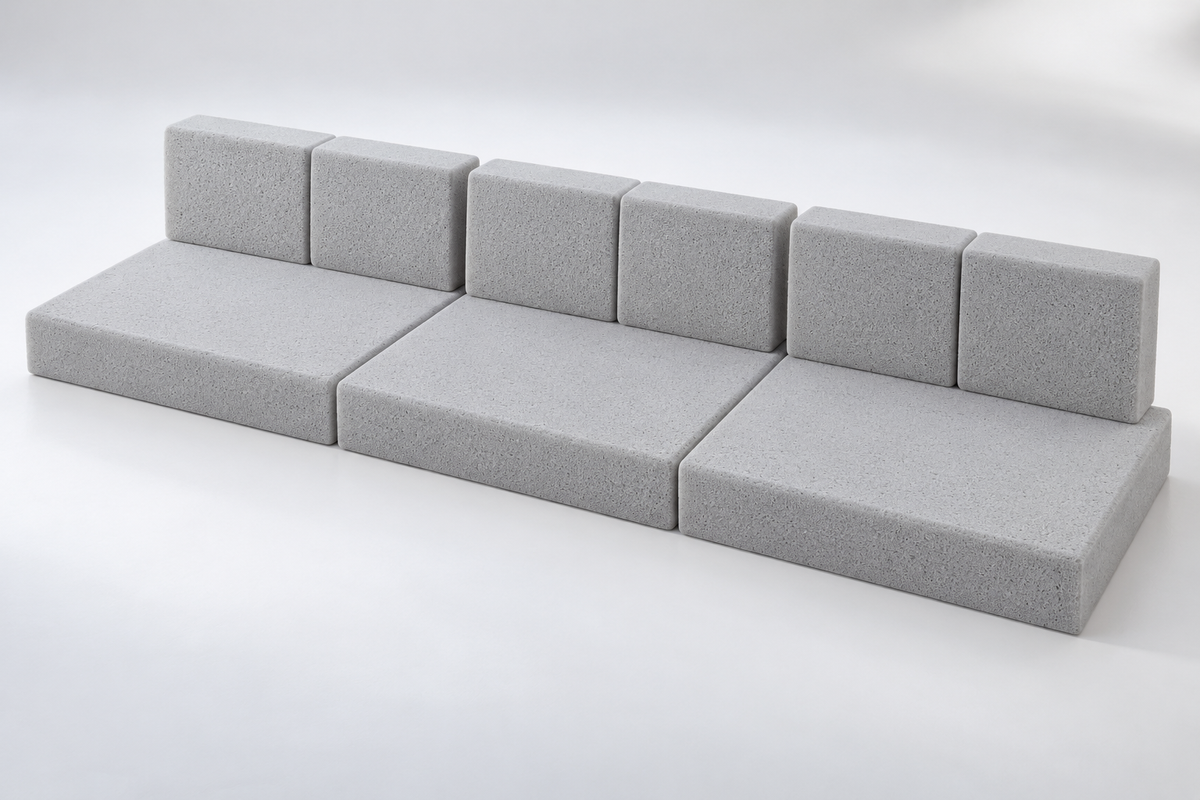 Foam-only Arabic sofa layout illustration; no covers included; grade colour may vary