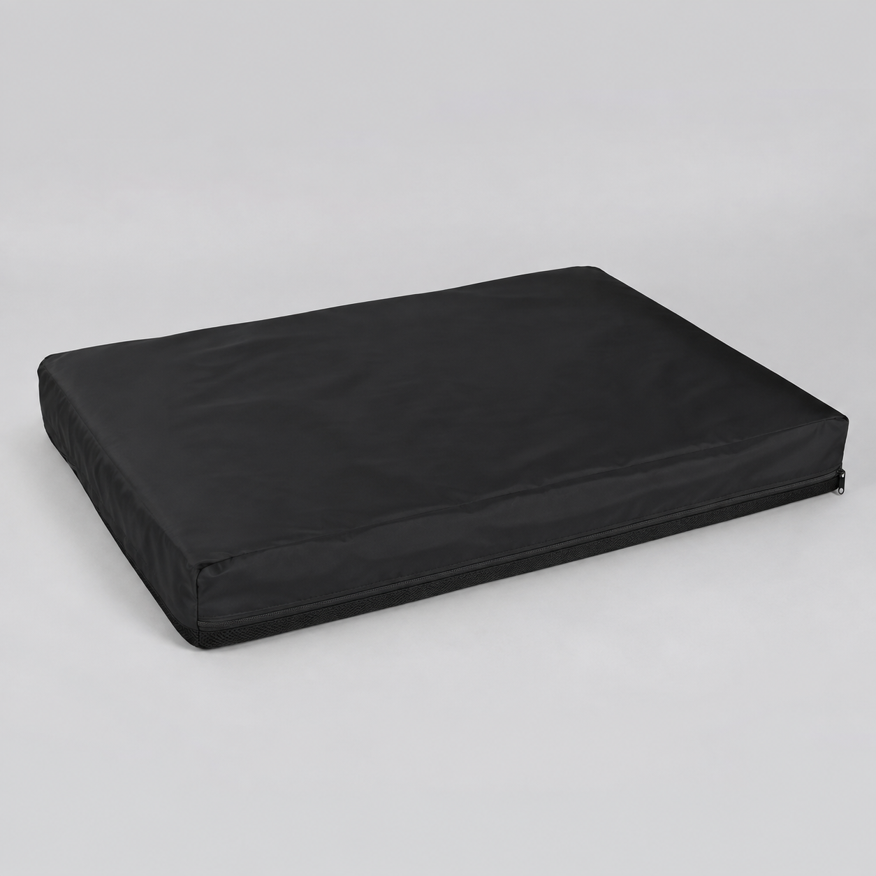 Black water-resistant replacement dog-bed cover with side zip