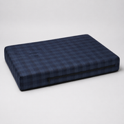 Navy checked water-resistant replacement dog-bed cover with side zip