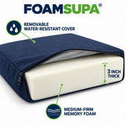 FOAMSUPA 3 inch memory foam cushion construction and side profile
