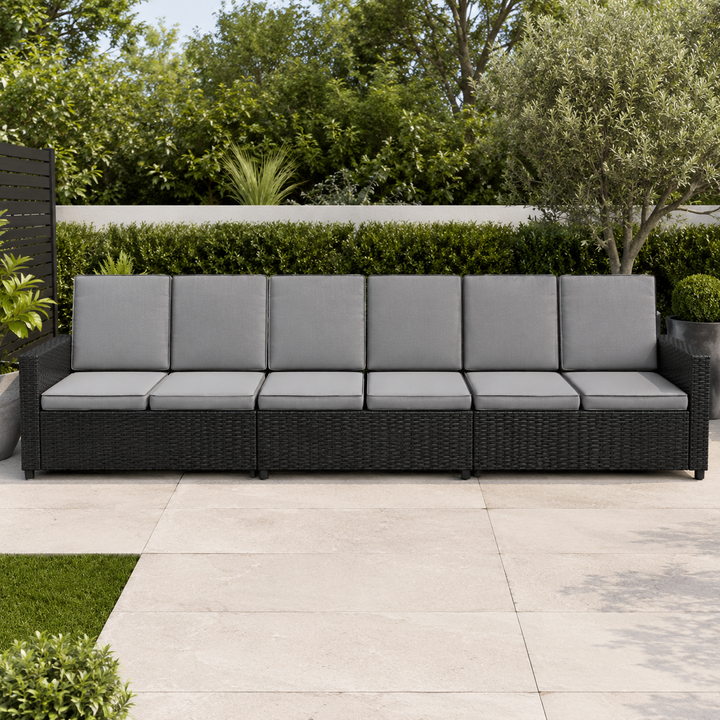 FOAMSUPA 12 or 16 piece rattan garden cushion set in Grey